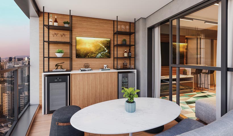 air brooklin – terraço do apto. de 1 suíte tipo 50 m² com sugestão de decoração - final 12