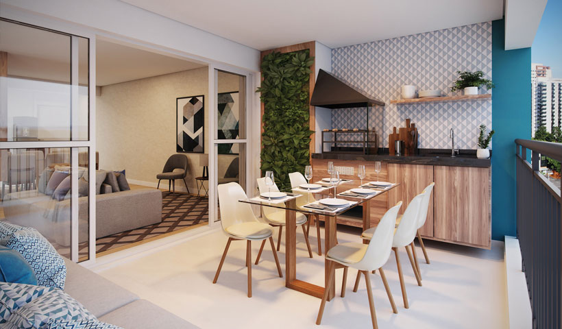 Artis Jardim Prudência – Terraço do apto. de 80 m²