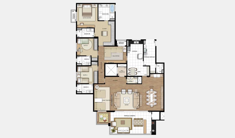 Chácara Sant’Anna – Planta 254 m² 3 suítes