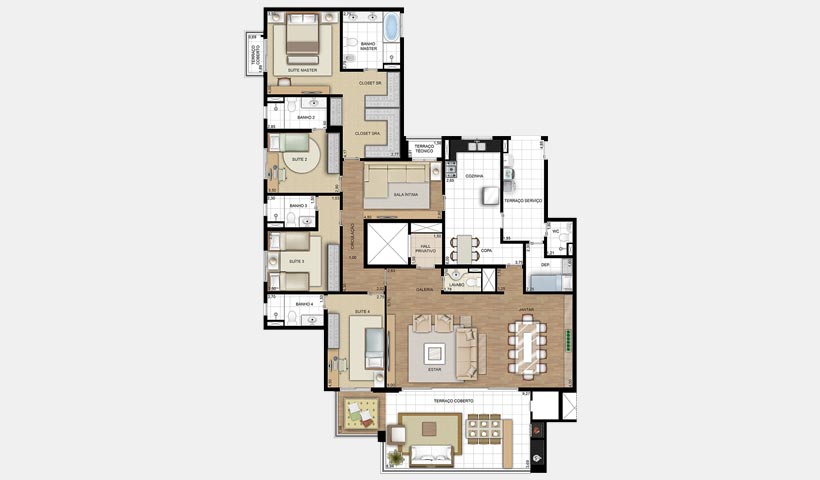 Chácara Sant’Anna – Planta 245 m² 4 suítes