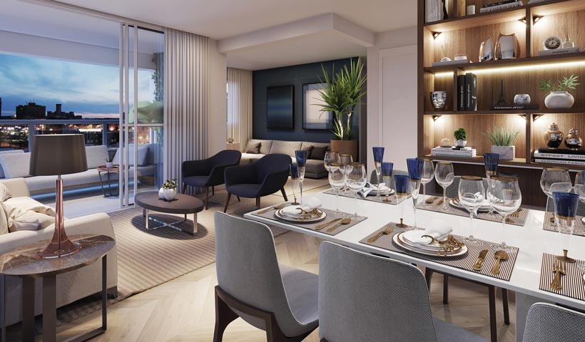 Diogo Ibirapuera – Living do apto. de 140 m²