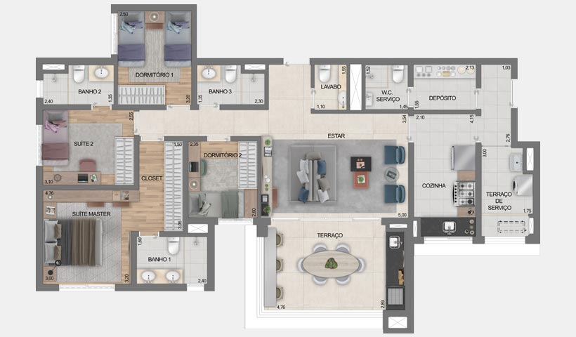 Eredità – Planta Tipo do Apto. 130,71 m²