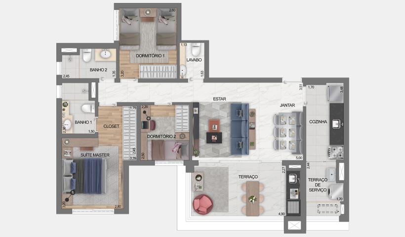 Eredità – Planta Tipo do Apto. 92,65 m²