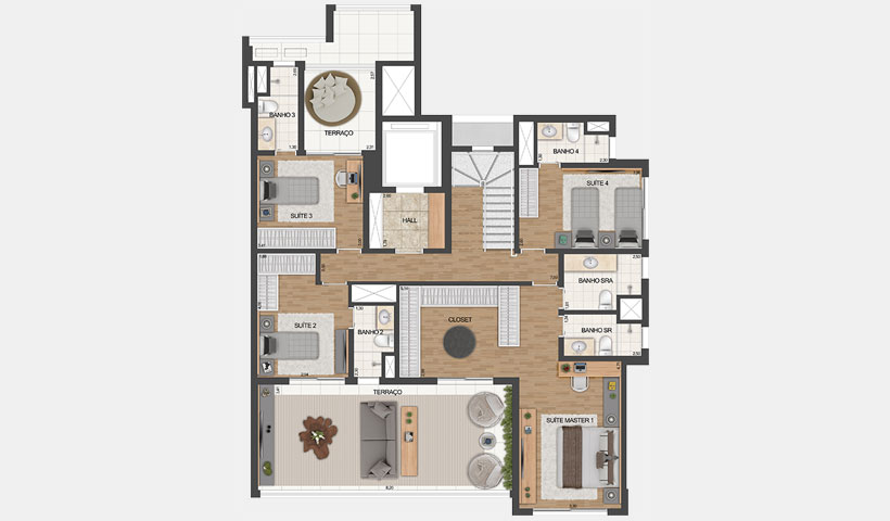 Le Jardin Ibirapuera – Planta duplex inferior de 316 m²