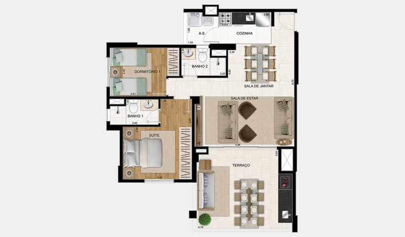 Magnífico Mooca – Planta 85 m² 2 dorms.
