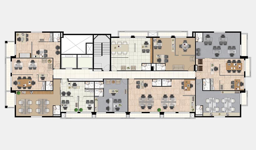 Neo Offices – Planta decorada pavimento 3º ao 9º andar