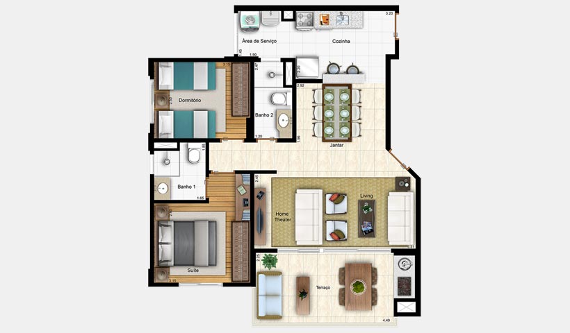 Prime House Vila Mascote – Planta opção de 80 m²