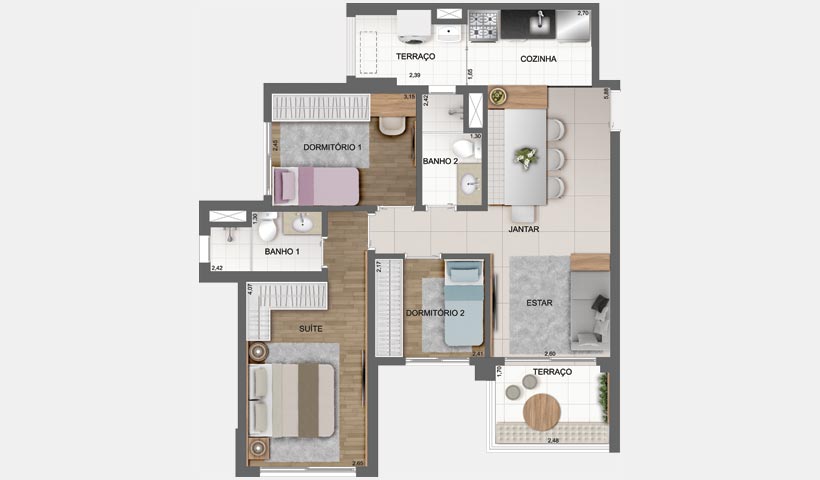 Sky House - Planta tipo de 72 m² – Final 6