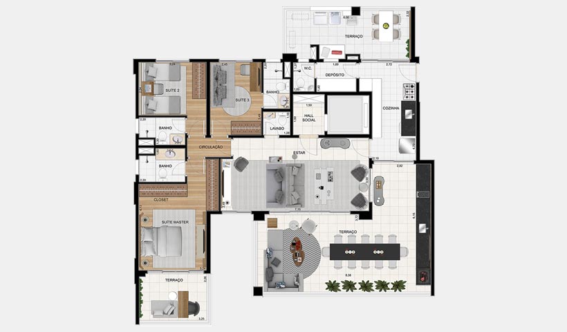 Splendor Ipiranga – Planta 170 m² 3 suítes