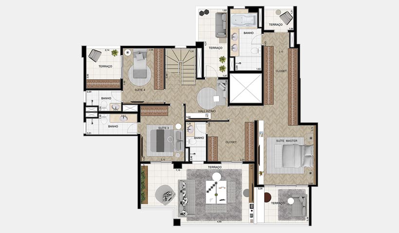 Splendor Ipiranga – Planta duplex 330 m² 3 suítes