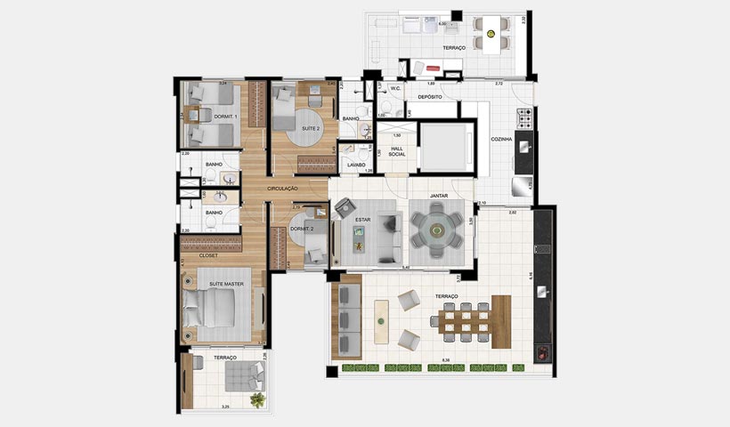 Splendor Ipiranga – Planta 170 m² 4 dorms.