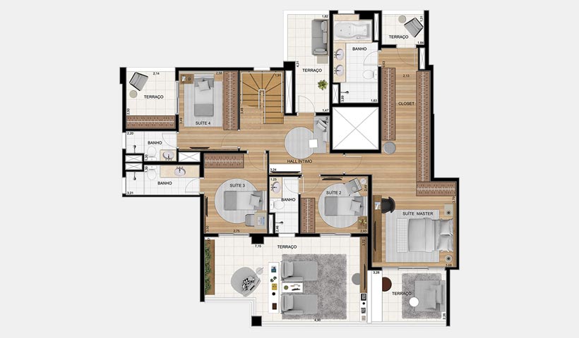 Splendor Ipiranga – Planta duplex 330 m² 4 suítes