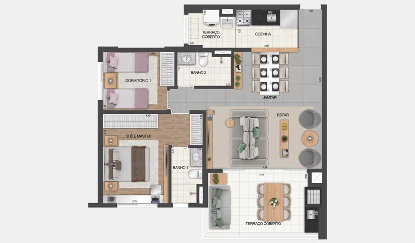 Vértiz Vila Mascote – Planta opção do apto. de 81 m² - Final 4