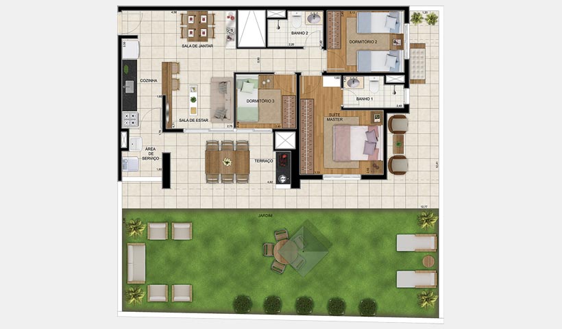 Vivart – Planta do garden de 128 m²
