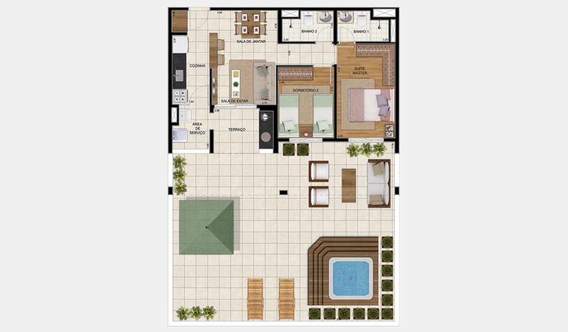 Vivart – Planta do garden de 136 m²