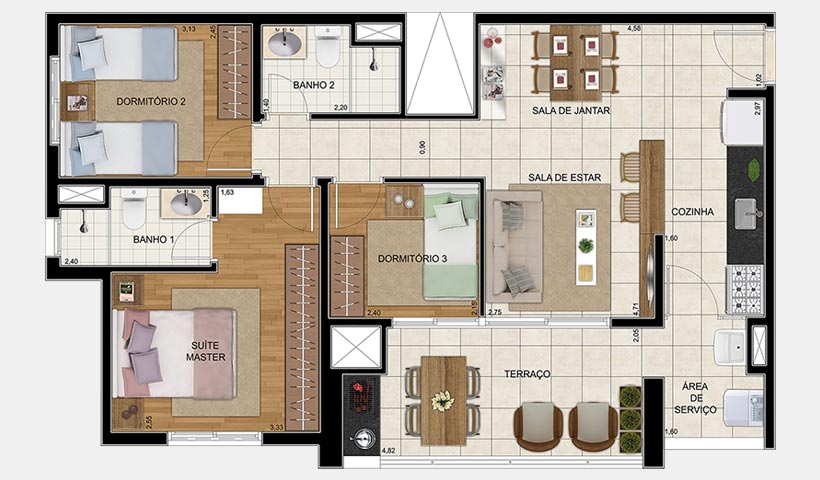 Vivart – Planta do apto de 78 m²