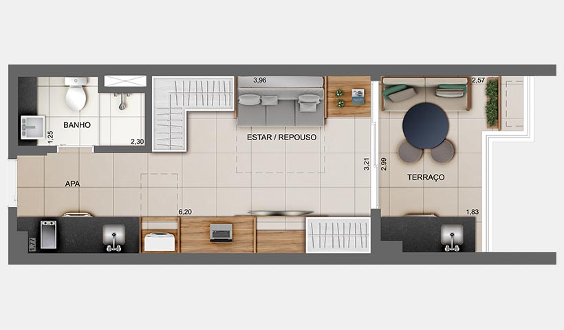 Z. Cotovia – Planta opção do studio de 31 m²